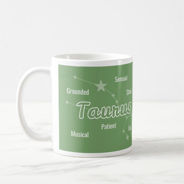 Taza De Café Rótulo Zodiac Astrología Rosa Verde Taurus (Izquierda)