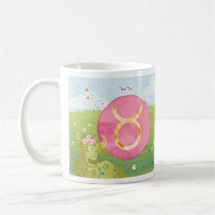 Taza De Café Rótulo Zodiac Astrología Rosa Verde Taurus