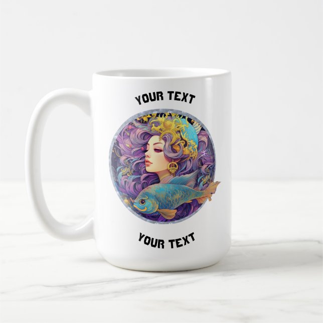 TAZA DE CAFÉ RÓTULO ZODIAC DE PISCES PERSONALIZADOS (Izquierda)