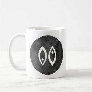 Taza De Café Rótulo Zodiac Pisces Moderno Blanco Negro Mínimo