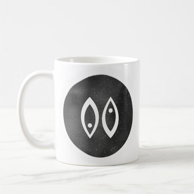 Taza De Café Rótulo Zodiac Pisces Moderno Blanco Negro Mínimo (Izquierda)