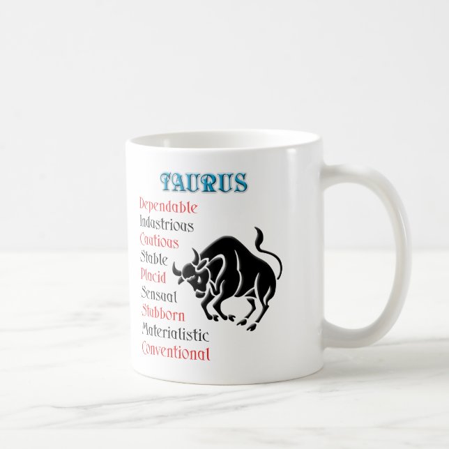 Taza De Café Rótulo Zodiac Taurus Horoscope (Derecha)