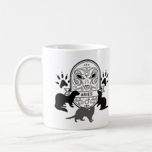 Taza De Café Rótulo zodiaco y Mascotas coincidentes. Aries.Ferr