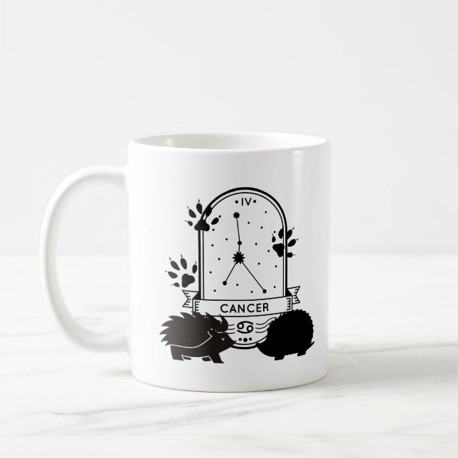 Taza De Café Rótulo zodiaco y Mascotas coincidentes. Cáncer - H (Izquierda)