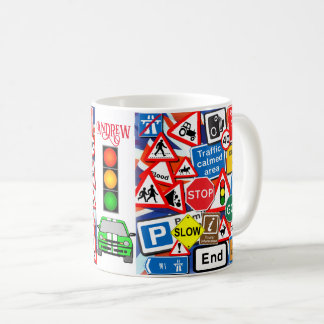 Taza De Café Rótulos de carretera coloridos y personalizados, p