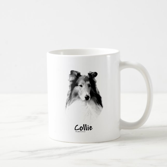 Taza De Café Rough Collie Charcarbón (Derecha)