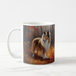 Taza De Café Rough Collie en Otoño Hojas Caídas Inspiran