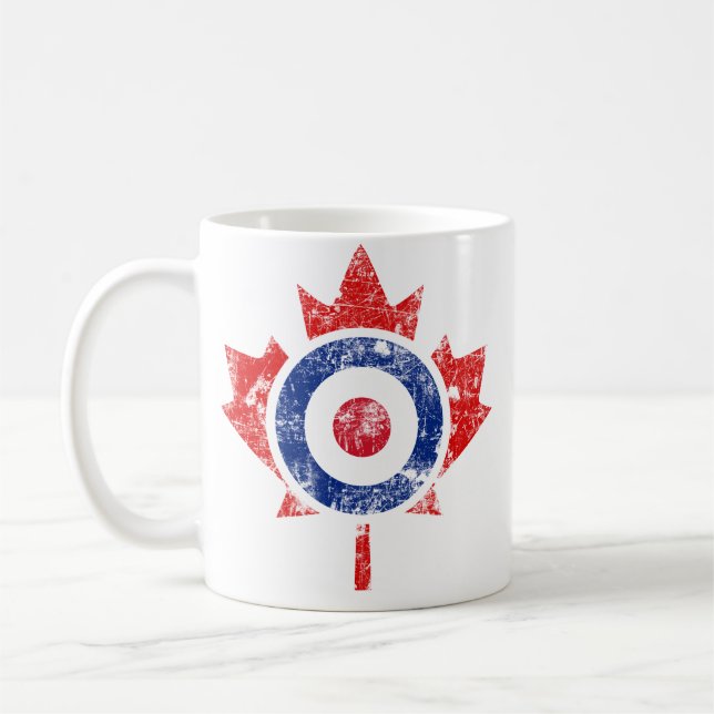 Taza De Café Roundel Canada Curling Hockey Target Grunge Ice (Izquierda)
