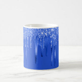 Taza De Café Royal Blue Glitter Drips