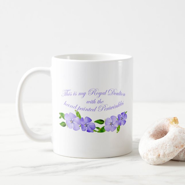 Taza De Café Royal Doulton con perwinkles pintados a mano (Con donut)