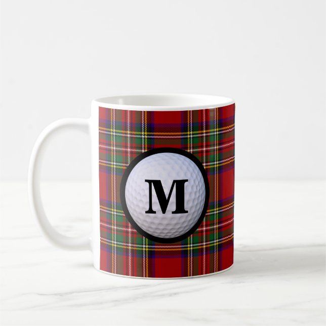 Taza De Café Royal Stewart Tartan Plaid Scottish Clan Monograma (Izquierda)