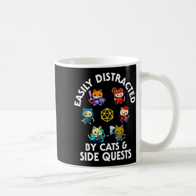 Taza De Café Rpg Gamer Cats Side Quest Funny Nerd Adhd Cat Men  (Derecha)