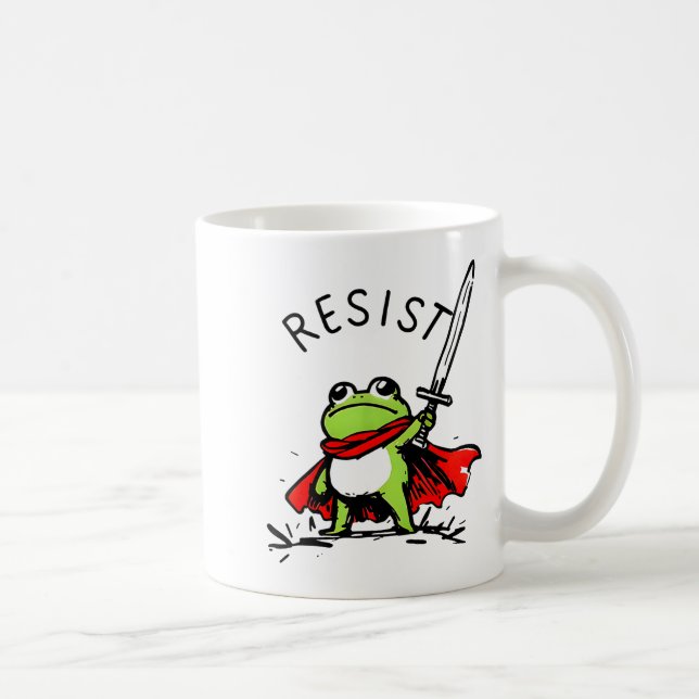 Taza De Café Rtland Frog Protest Resist Funny Frogs Activist  (Derecha)