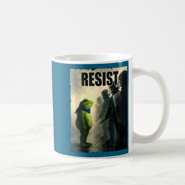 Taza De Café Rtland Frog Resist Suprt Democracy  (Derecha)