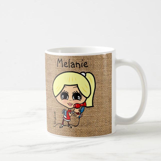 Taza De Café Rubia de la caricatura de peluche personalizada (Derecha)