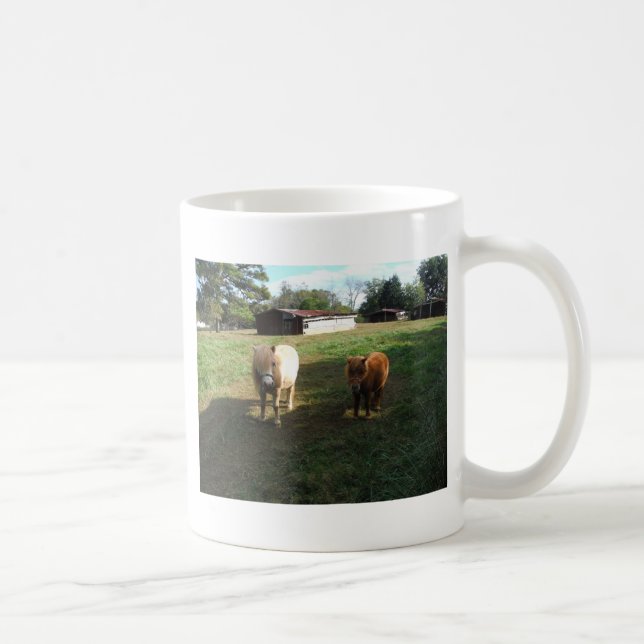 Taza De Café Rubia marrón, dos caballos en miniatura, "Pony peq (Derecha)