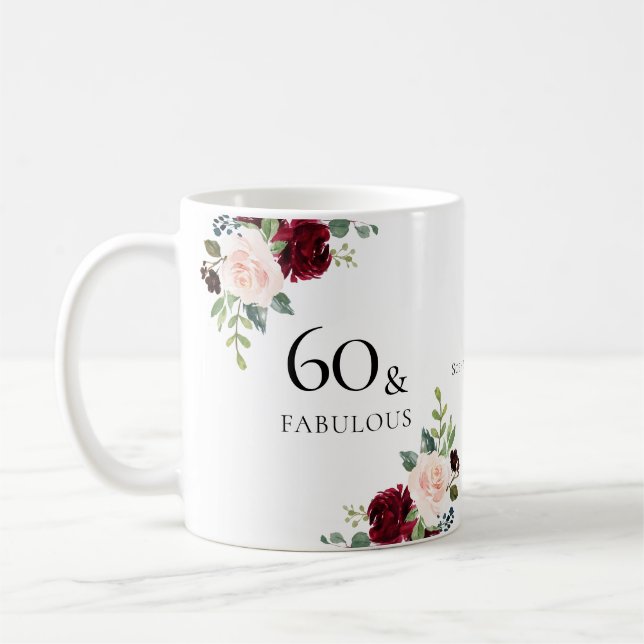 Taza De Café Rubor Burgundy Flowers: Regalo de la fiesta de cum (Izquierda)