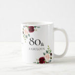 Taza De Café Rubor Burgundy Flowers Womans 80th Birthday Gift<br><div class="desc">Flores de Borgoña Rubor Mujeres 80 cumpleaños regalo café Mug Hermoso Borgoña y diseño Rubor adecuado para cumpleaños</div>