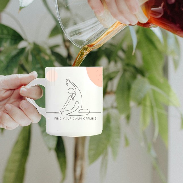 Taza De Café Rubor Digital Detox Yoga Line Art personalizado (Subido por el creador)