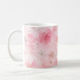 Taza De Café Rubor Flor de Acuarela Floral
