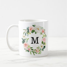 Taza De Café Rubor Florals | Monograma de flor