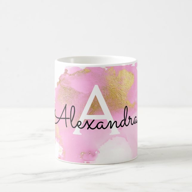 Taza De Café Rubor Pink and Relieve metalizado dorado Wash Girl (Centro)