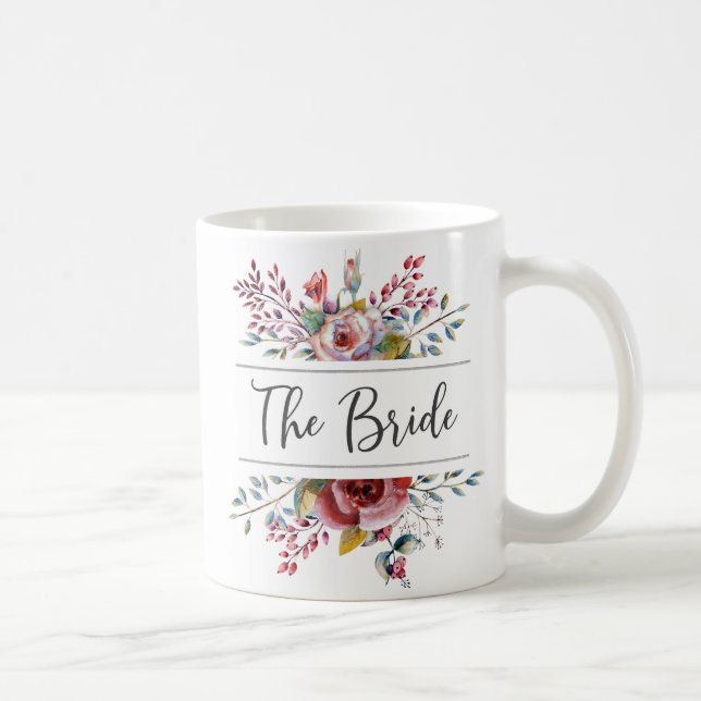 Taza De Café Rubor Pink Floral Bouquet The Bride Coffee Mug (Derecha)