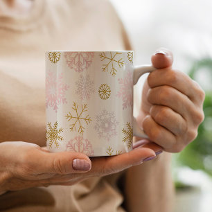 Taza De Café Rubor Pink & Gold Snowflake Wing Mug