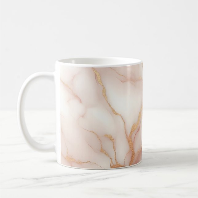 Taza De Café Rubor Pink Marble Mug con venas de oro (Izquierda)