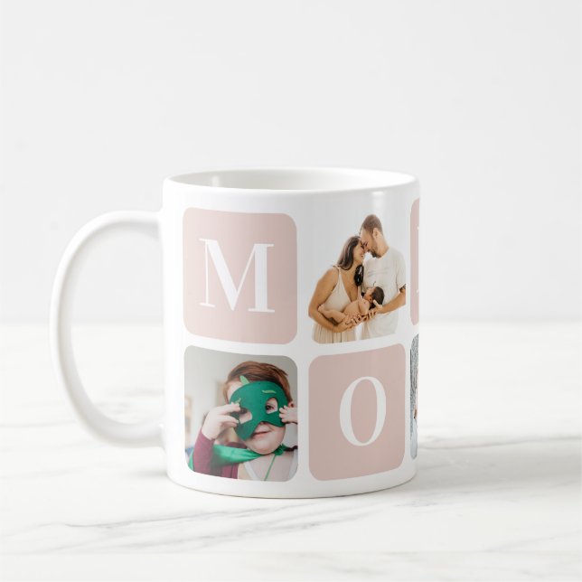 Taza De Café Rubor Pink Mother's Day Collage de fotos Mug (Izquierda)