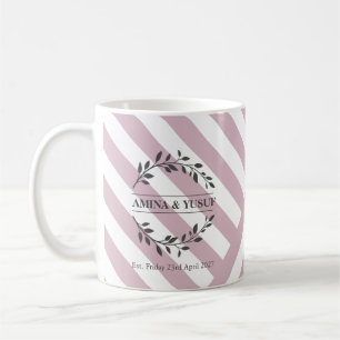 Taza De Café Rubor Pink Striped Botanath Wreath Mug