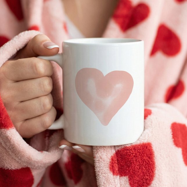 Taza De Café Rubor Pink Watercolor Heart Love (Pink Heart Watercolor Valentine’s Day Gift Girly Coffee Mug)