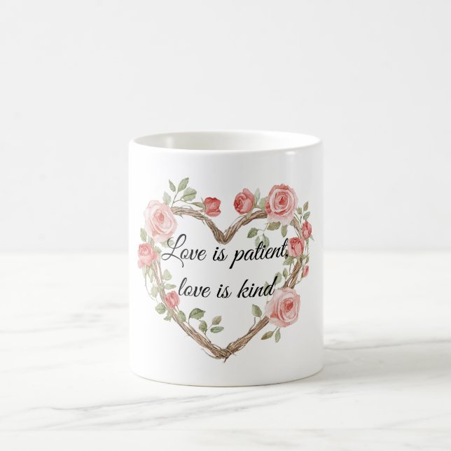 Taza De Café Rubor Romántico Rosa Floral Heart Love (Centro)