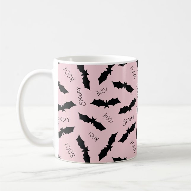 Taza De Café Rubor rosa bats Halloween (Izquierda)