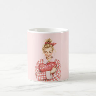 Taza De Café Rubor Rosa El Amor está en el Aire Corazones Rojos