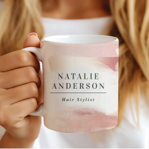 Taza De Café Rubor Rosa Oro Moderno Negocio Pequeño Femenino