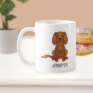 Taza De Café Ruby Cavalier King Charles Spaniel y nombre