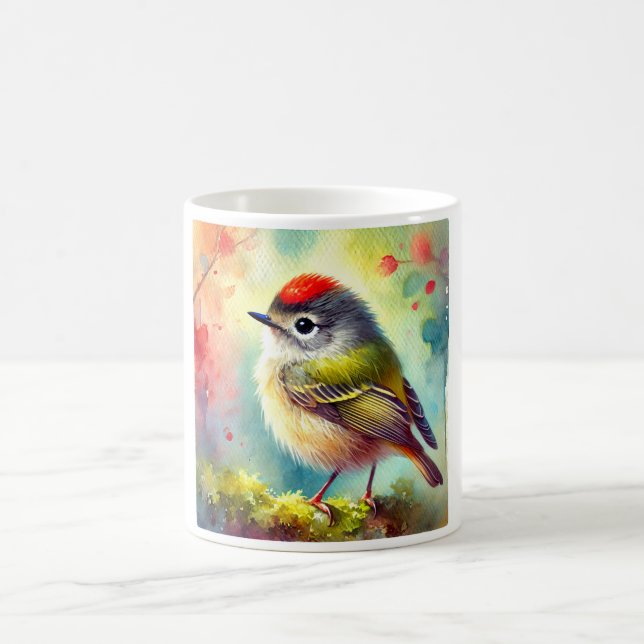 Taza De Café Ruby crowned Kinglet 050724AREF114 - Watercolor (Centro)