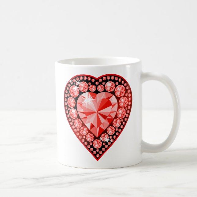 Taza De Café Ruby Gemstone Heart (Derecha)