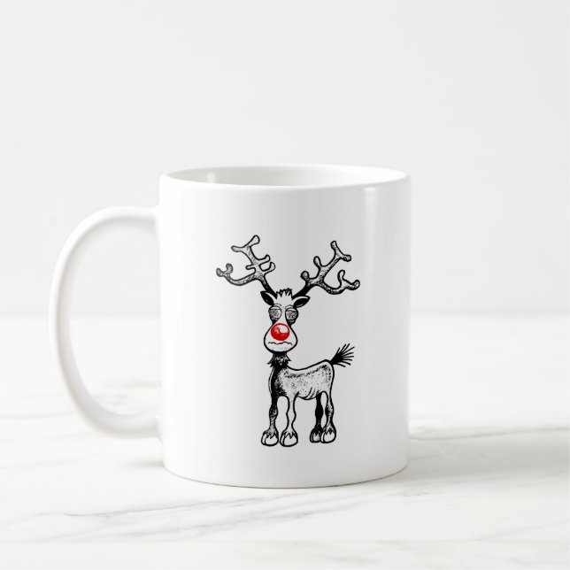 Taza De Café Rudolf the Reindeer tiene ojos locos (Izquierda)
