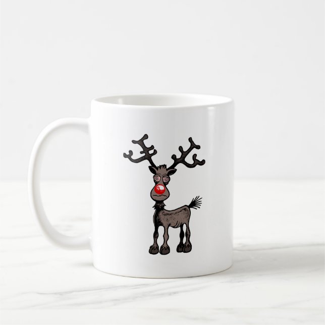 Taza De Café Rudolf the Reindeer tiene ojos locos (Izquierda)