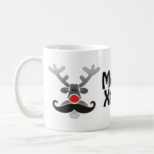 Taza De Café Rudolph de Nariz Roja con Bigote + tu idea
