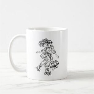 Taza De Café Rueda a Mi Manera – Chica Retro en Patines