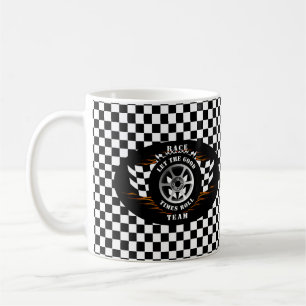 Taza De Café Rueda de Carreras deportiva flameada bandera contr