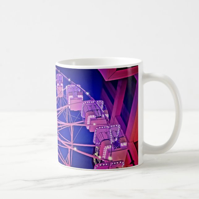 Taza De Café Rueda de la fortuna roja y púrpura (Derecha)