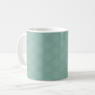 Taza De Café Rueda del barco tonal en gris claro turquesa
