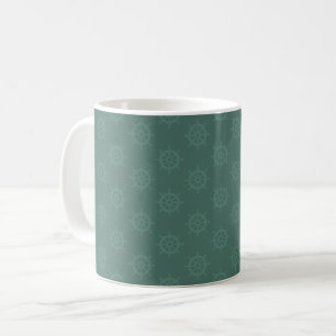 Taza De Café Rueda del barco tonal en gris oscuro turquesa