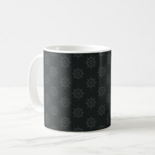 Taza De Café Rueda del barco tonal en negro
