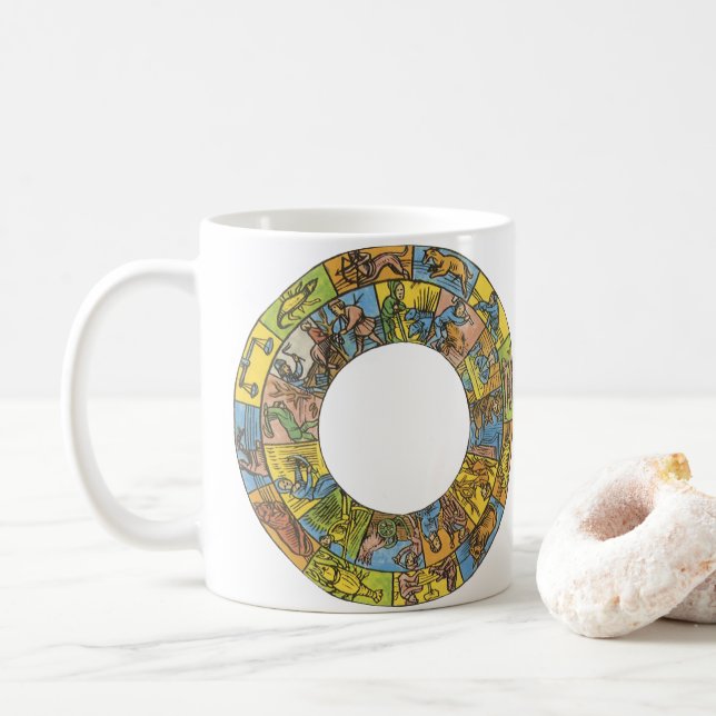 Taza De Café Rueda zodiacal astrológica celestial vintage (Con donut)