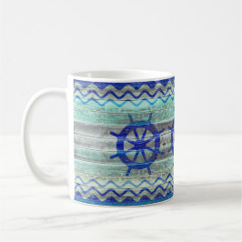 Taza De Café Ruedas para barcos de decoración de la marina azul